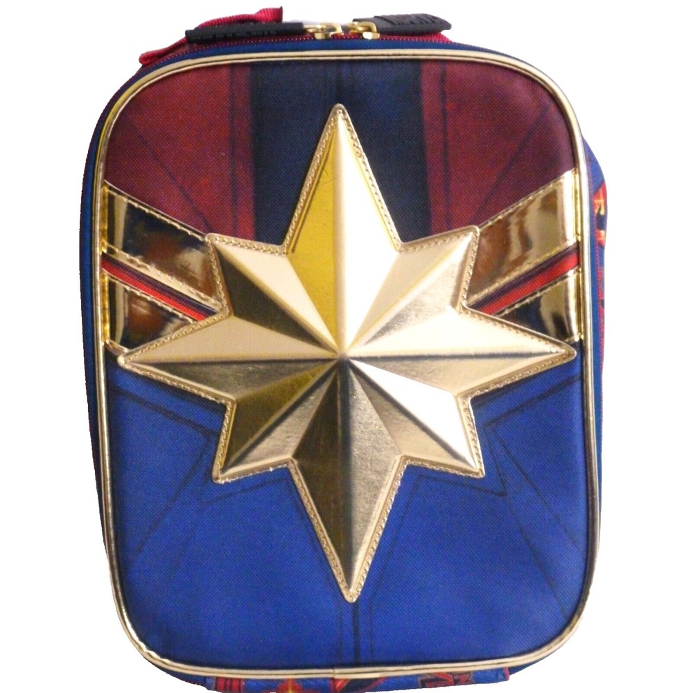 Captain Marvel Badge Shaped Tote Lunch Box Brie Larson Carol Danvers Gift